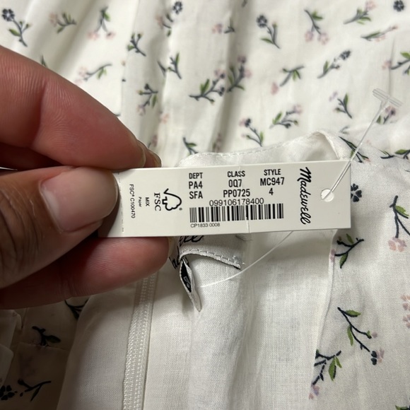 Women’s New Madewell Ruffled Pleat-Sleeve Mini Dress in Spring Fling Size 4 - Picture 5 of 7